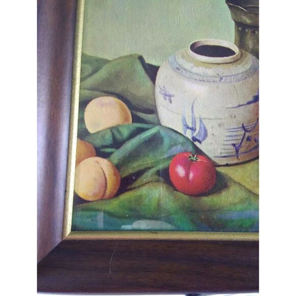 Fruit Print Tomatoes Grapes Jug And Bowl Textures 1970's - Picture 6 of 9